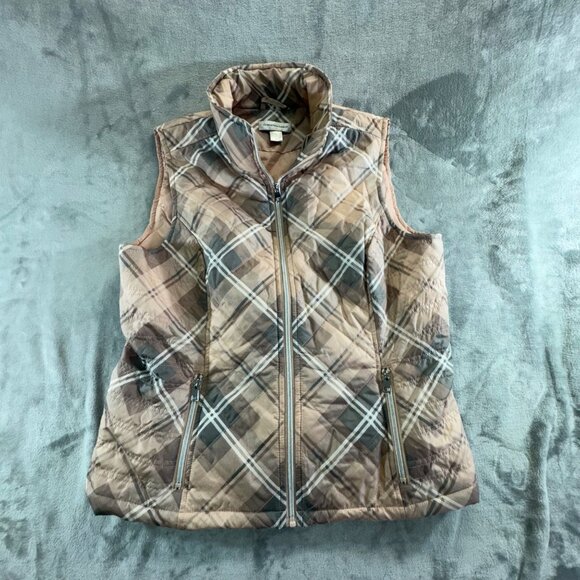 Christopher & Banks womens large Vest pink and grey zip up and pockets - Picture 1 of 12